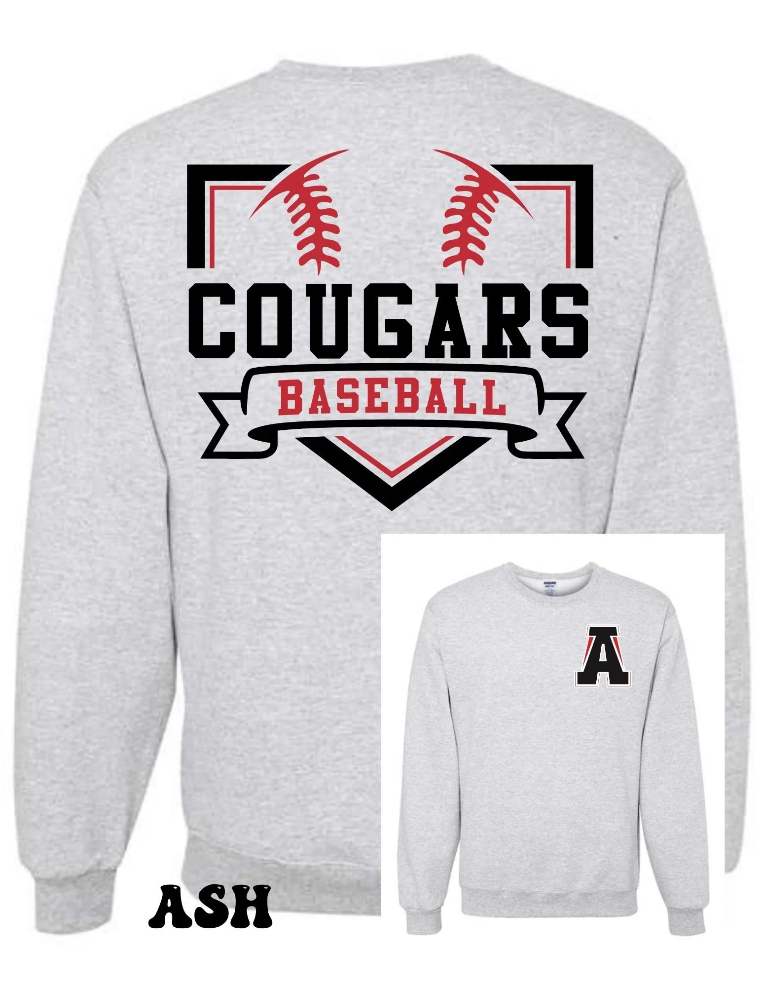 Cougar Home Plate Baseball Crewneck Sweatshirt