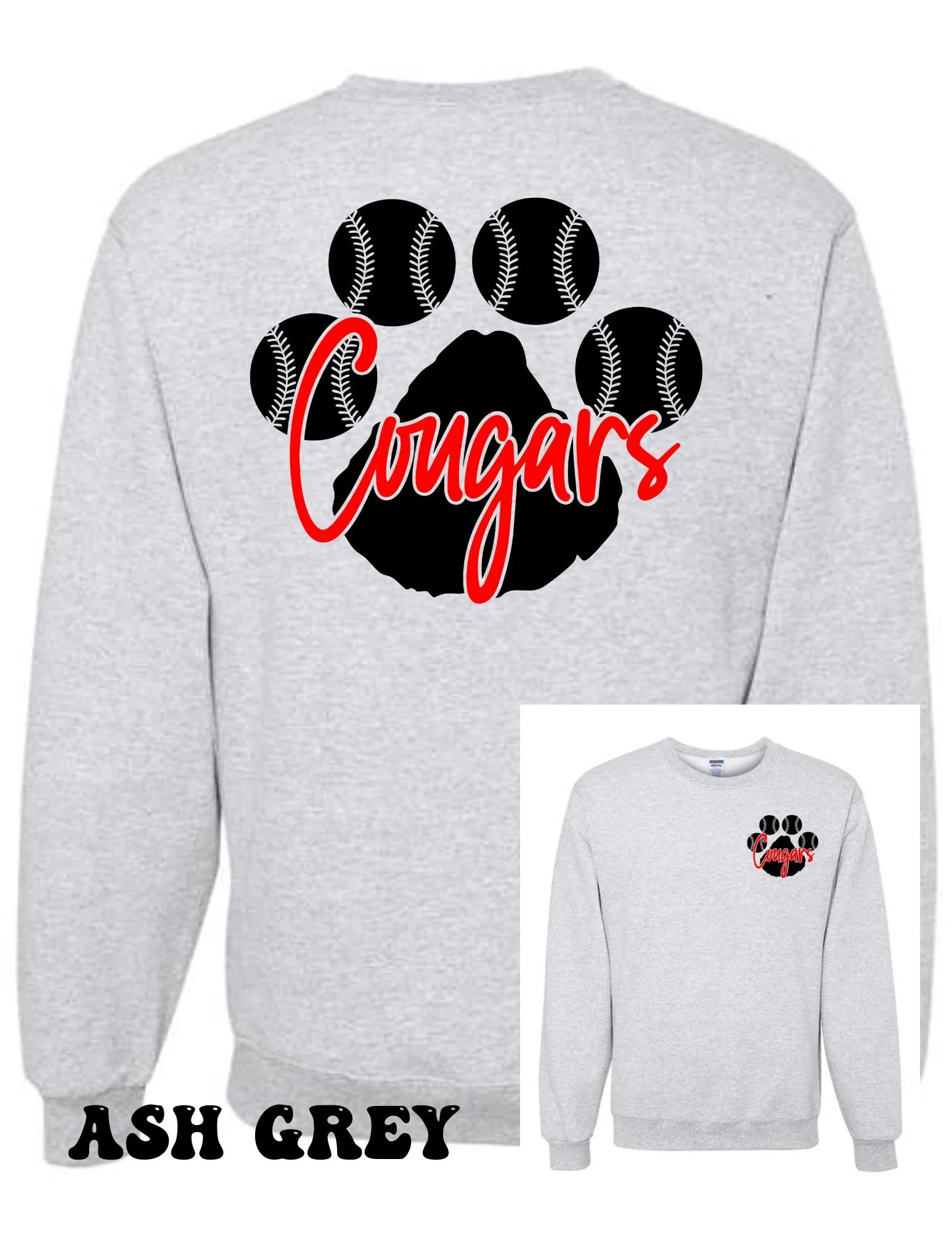 Cougar Softball Seam Paw Crewneck Sweatshirt