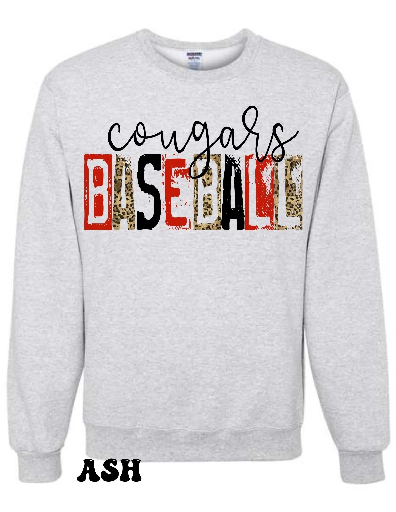 Cougars Block Letter Baseball Crewneck Sweatshirt