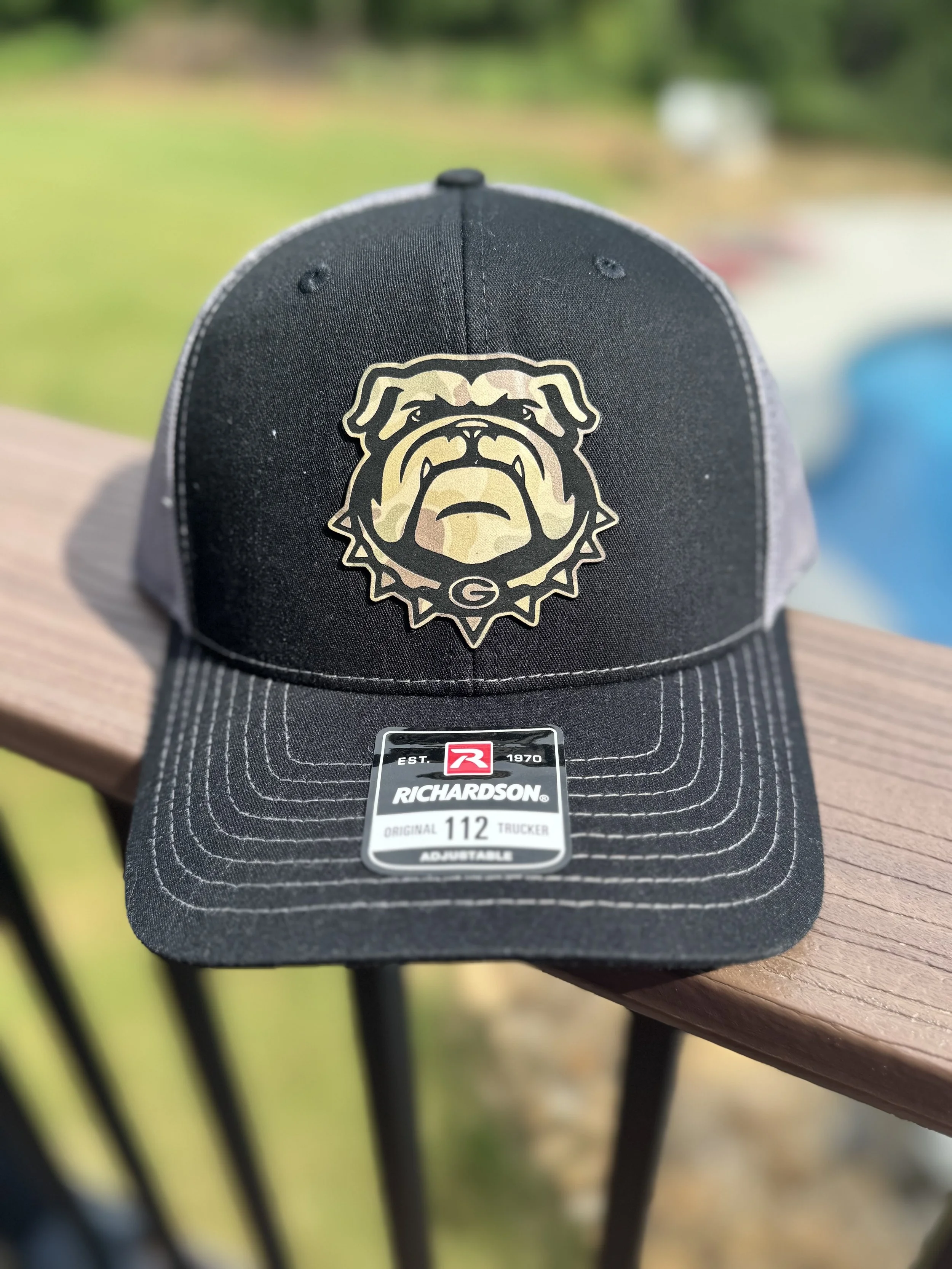 Bulldog Head Leather Patch Hat