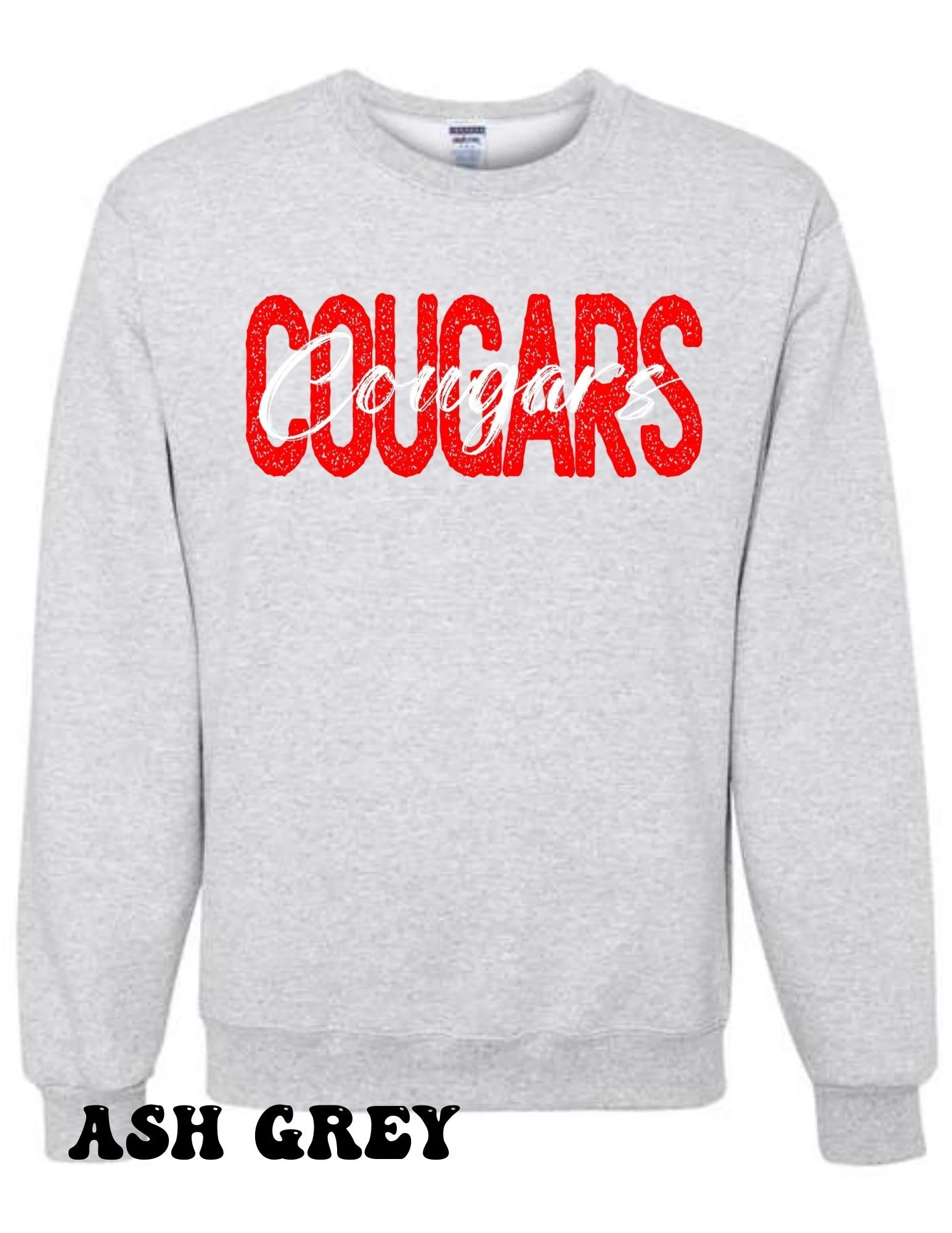 Red & White Cougars Crewneck Sweatshirt