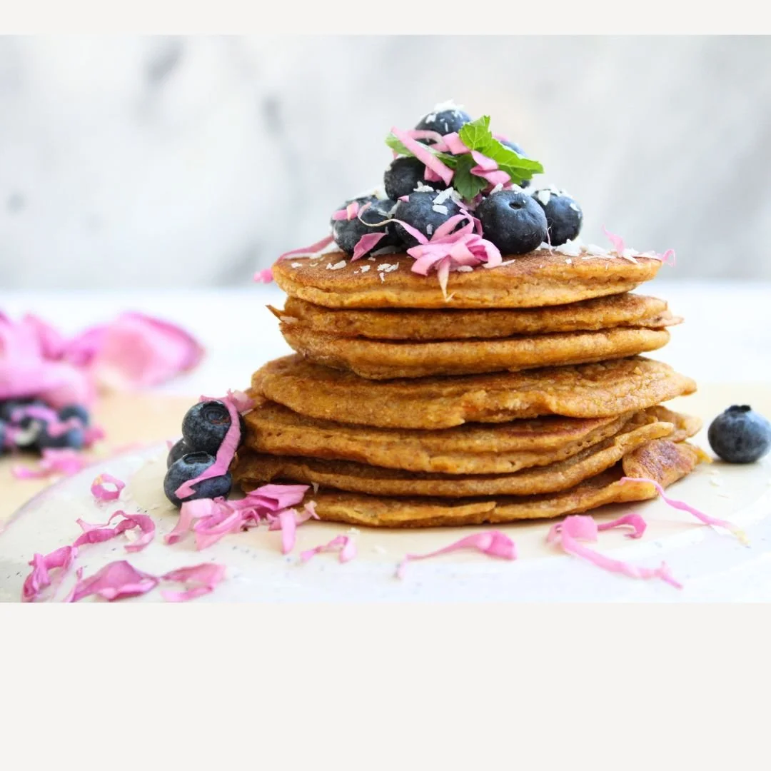 Sweet Potato Pancakes with Rose Petals