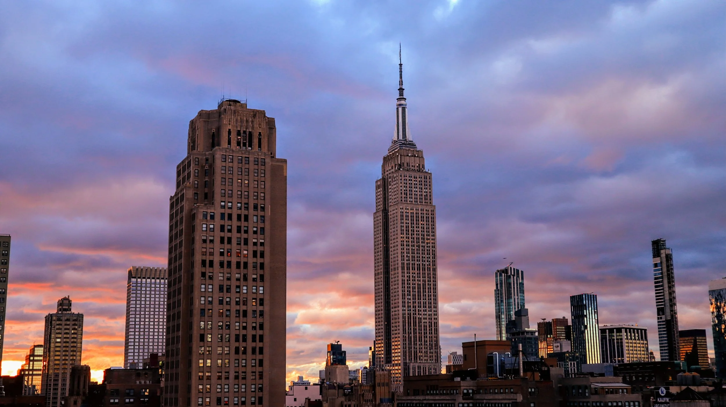 Manhattan Skyline with Purple Skies Photo