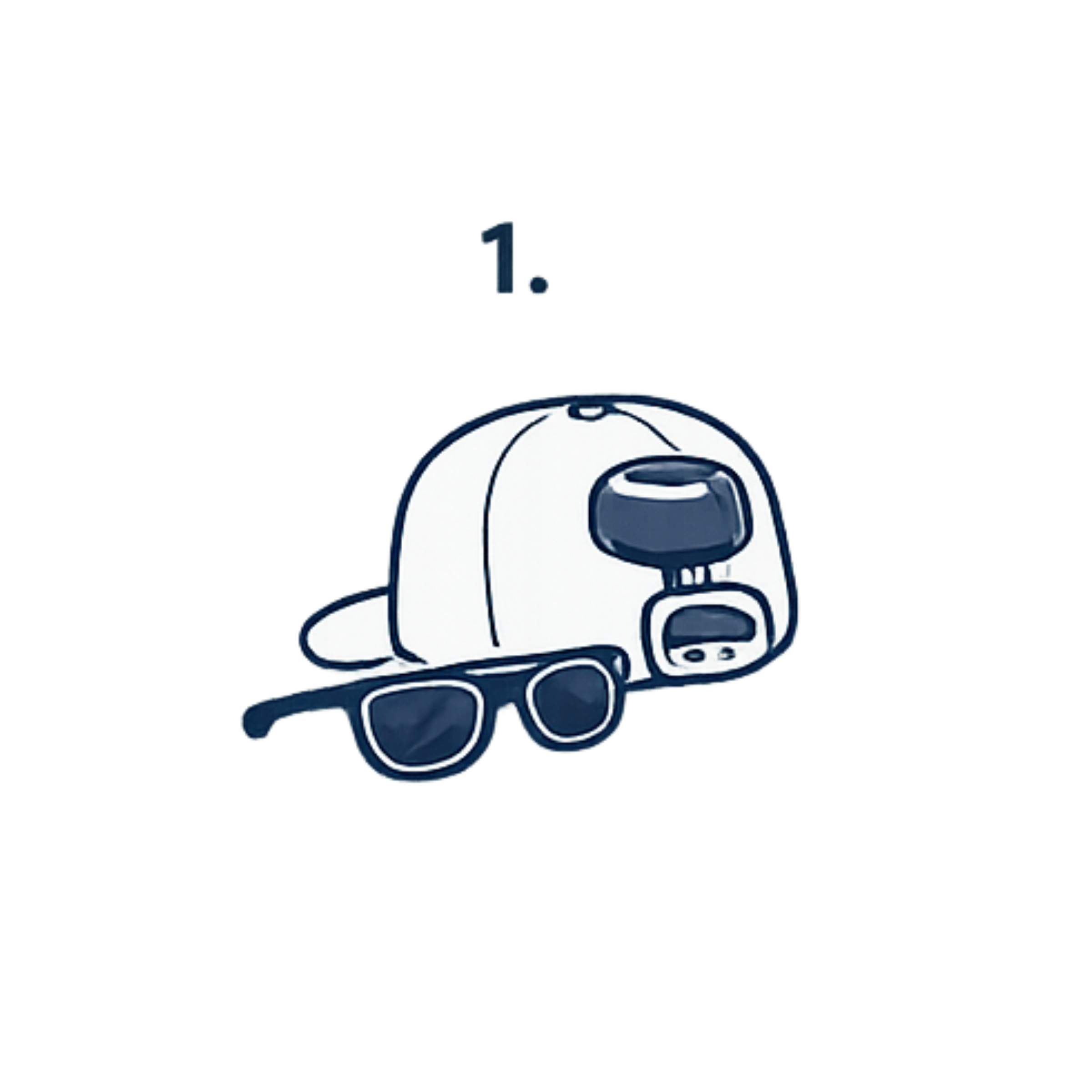 A cartoon drawing of a person with a baseball cap and handheld game controller, with luggage in the background
