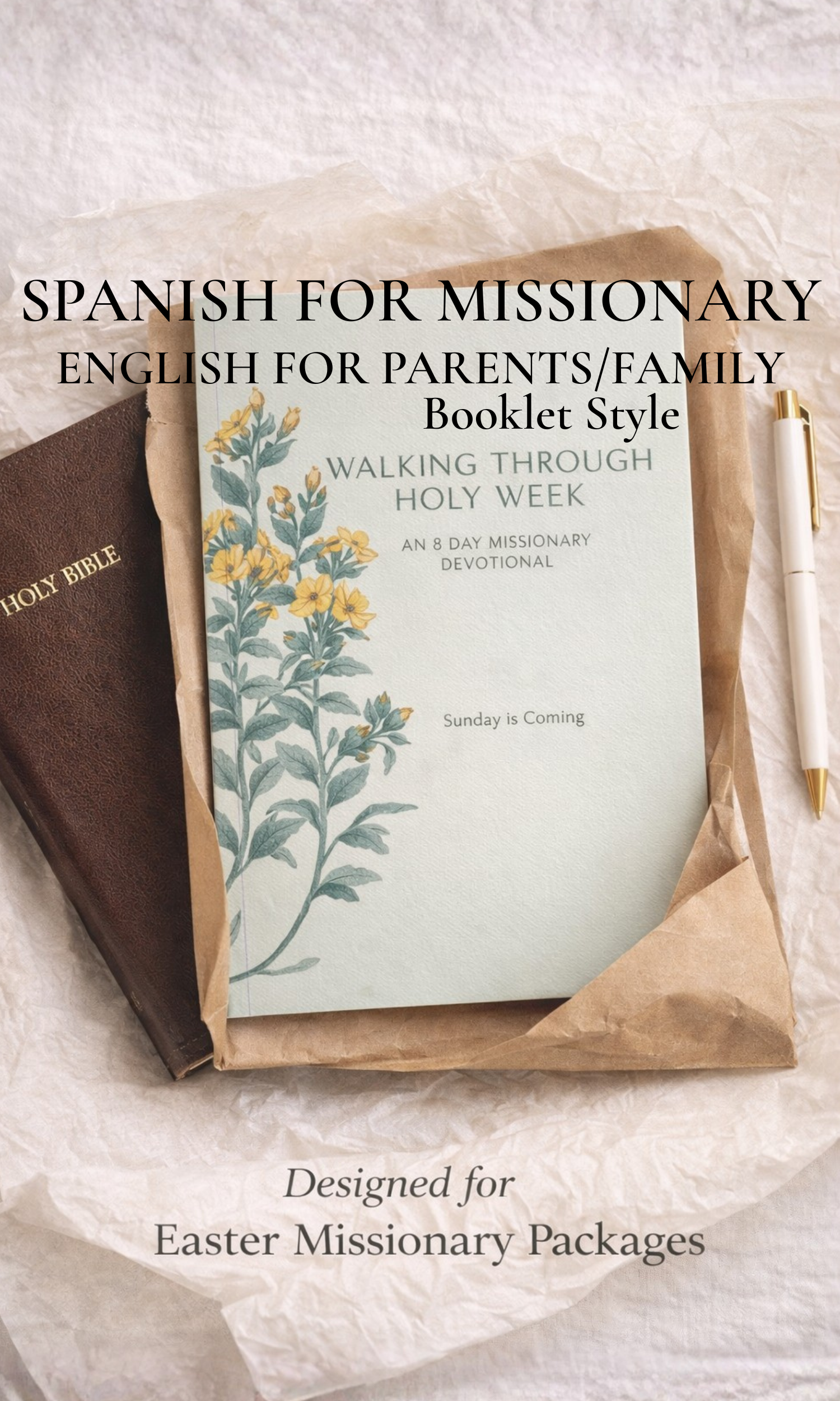 SPANISH & ENGLISH COMBO: Walking Through Holy Week  |  An 8-Day Missionary Easter Devotional  |  Full Size