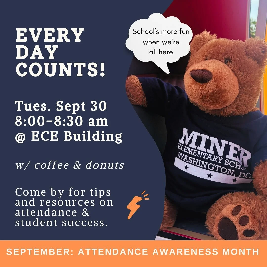 Come for the donuts and coffee, stay for the helpful resources about the connection between attendance and your child&rsquo;s success at Miner. ☕️ 🍩