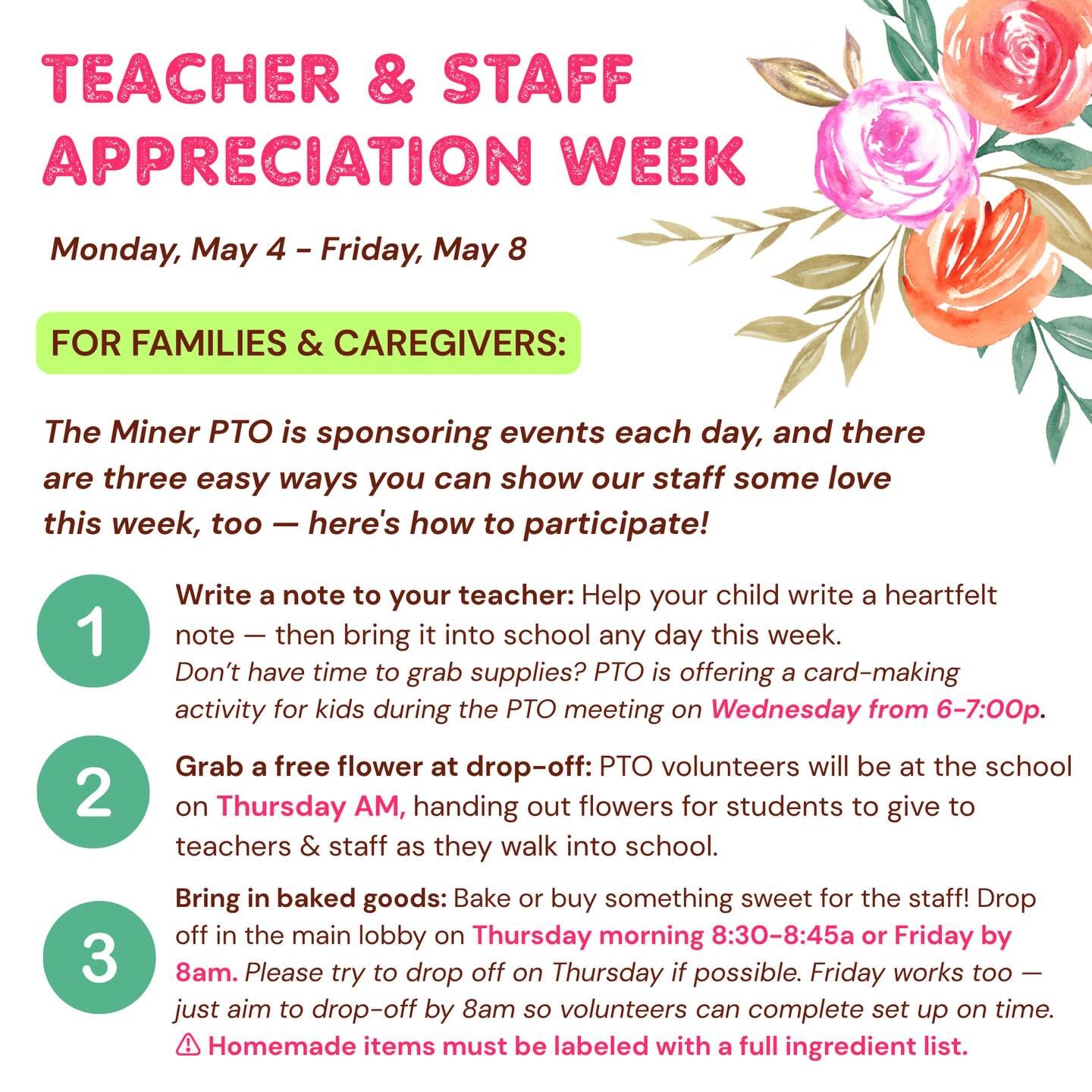 Three easy ways you can show some love to teachers and staff this week 🐻 🌺