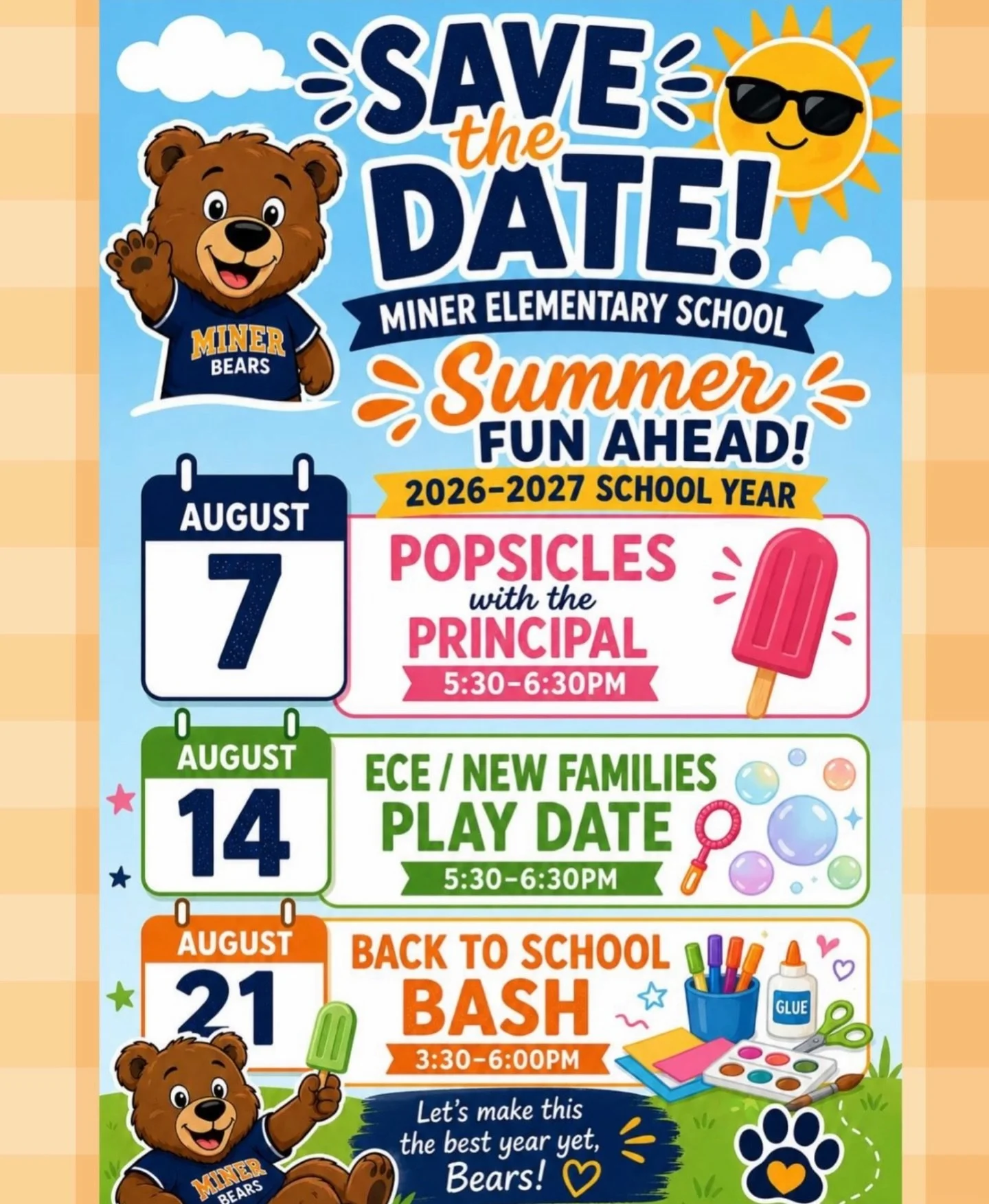 The countdown to an amazing school year starts now! 

Save the Dates, Miner Bears! We can&rsquo;t wait to see you!