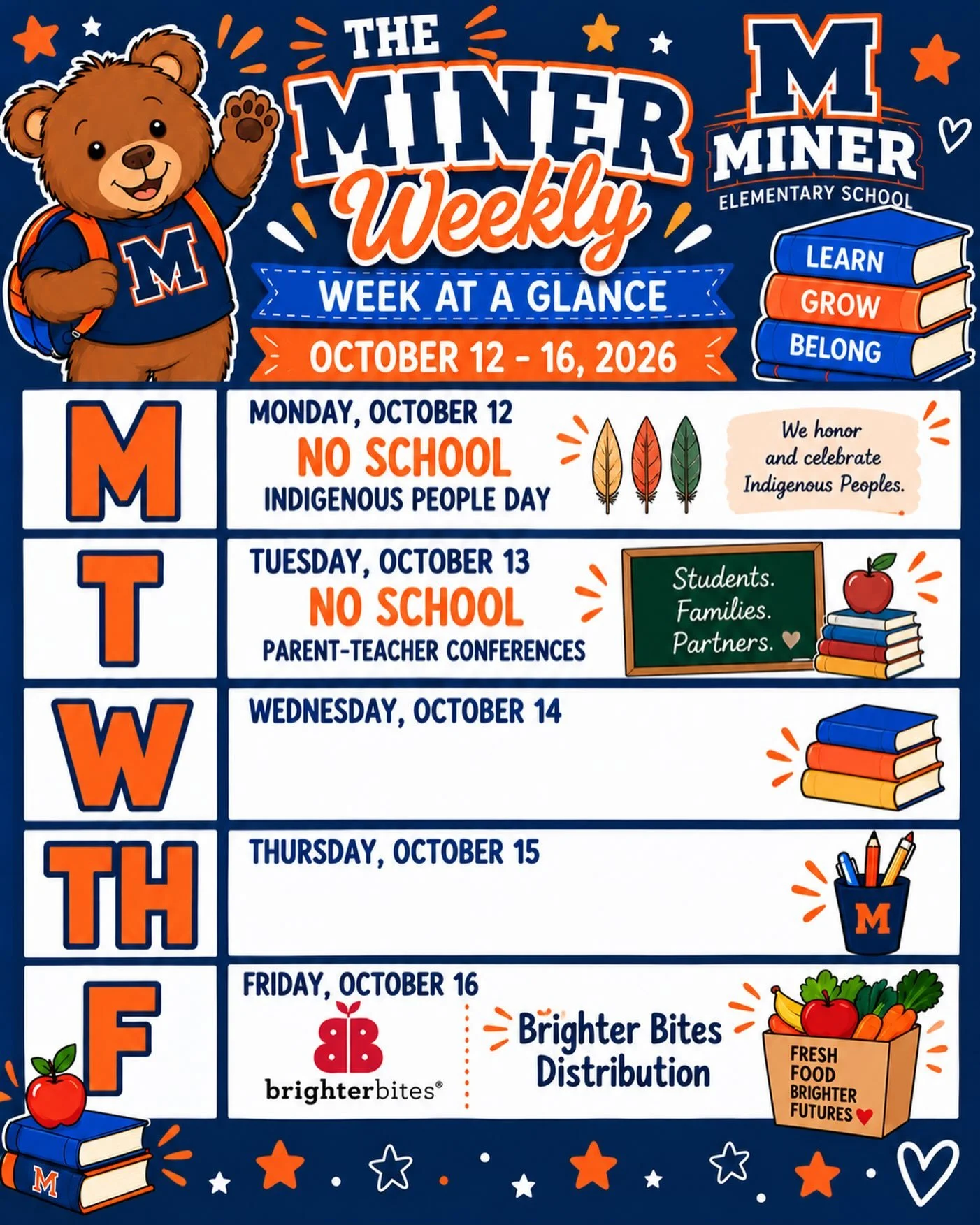 Check out our Week at a Glance! 🧡💙
