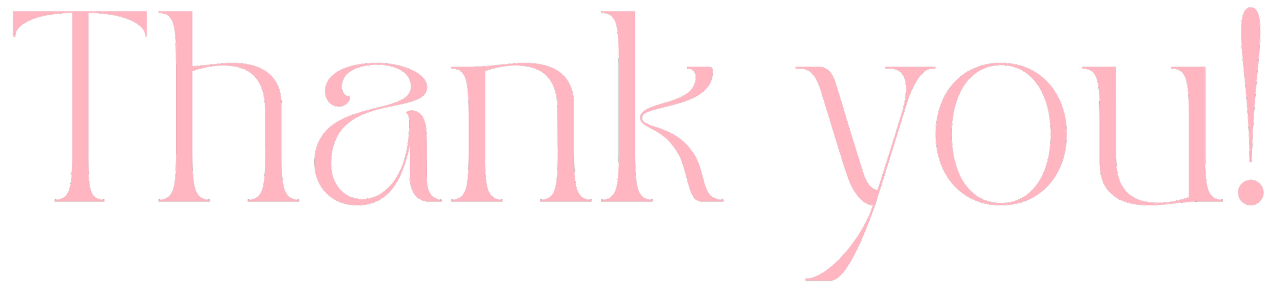 Pink text saying "Thank you!" on a black background.