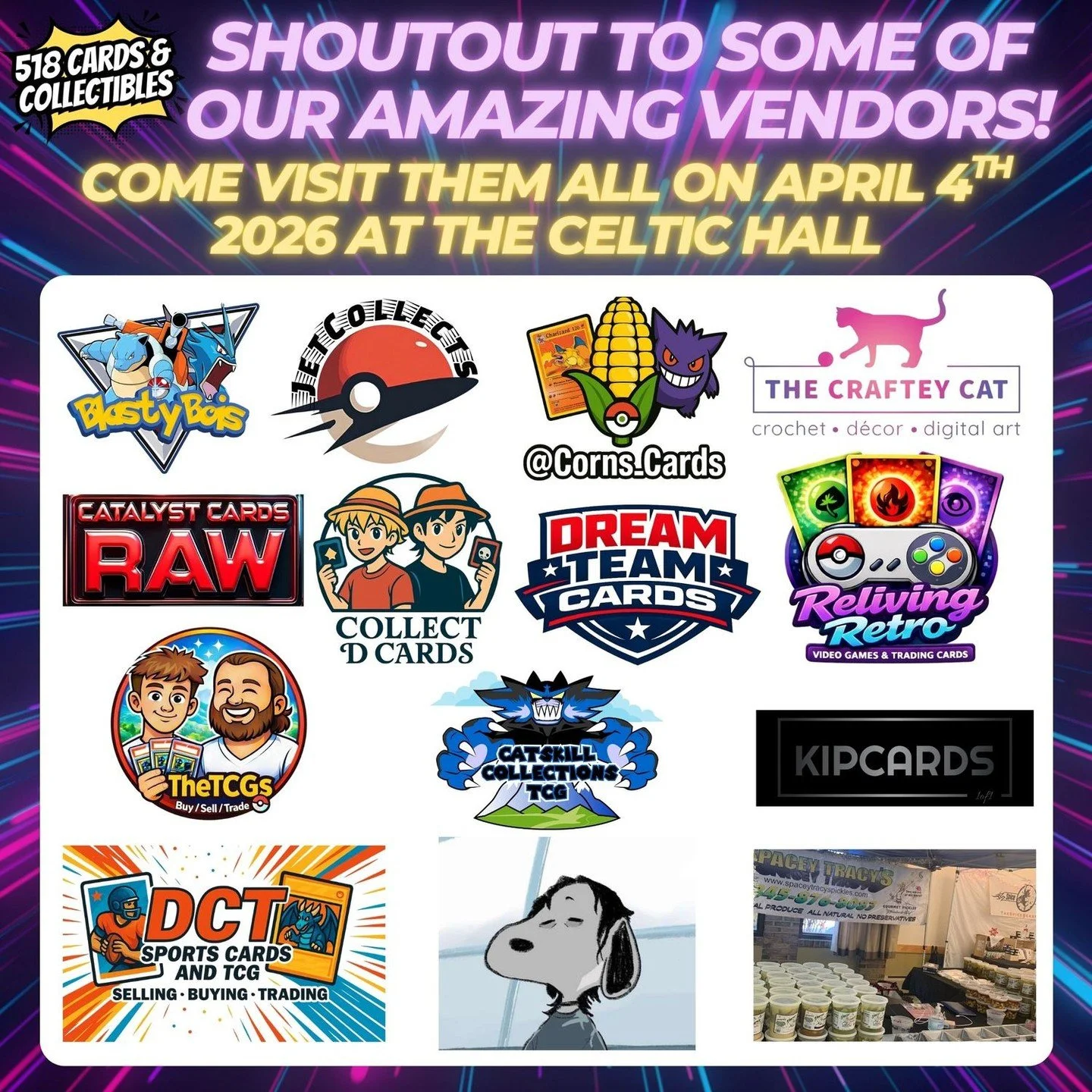 Shouting out some of the vendors you&rsquo;ll see at our next show 👀

This is just a preview&hellip; we&rsquo;ve got a stacked lineup coming April 4th 🔥

Come shop, trade, and see these vendors all in one place

🗓️ April 4th, 2026
📍 Celtic Hall &