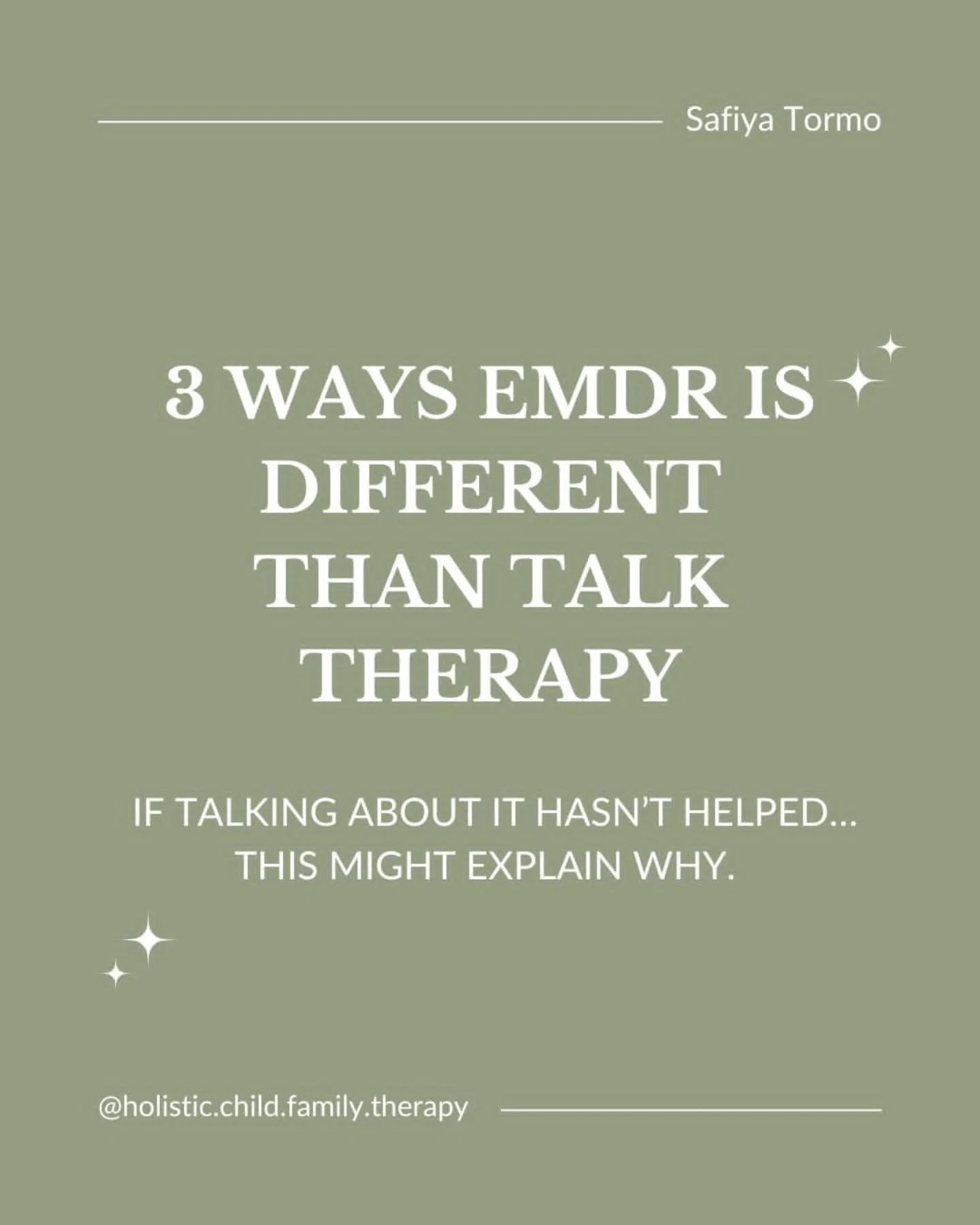 I like to think of EMDR (Eye Movement Desensitization Reprocessing) as taking therapy a step further by helping the brain reprocess stuck memories so they no longer feel like they&rsquo;re happening right now.

You don&rsquo;t have to relive every de