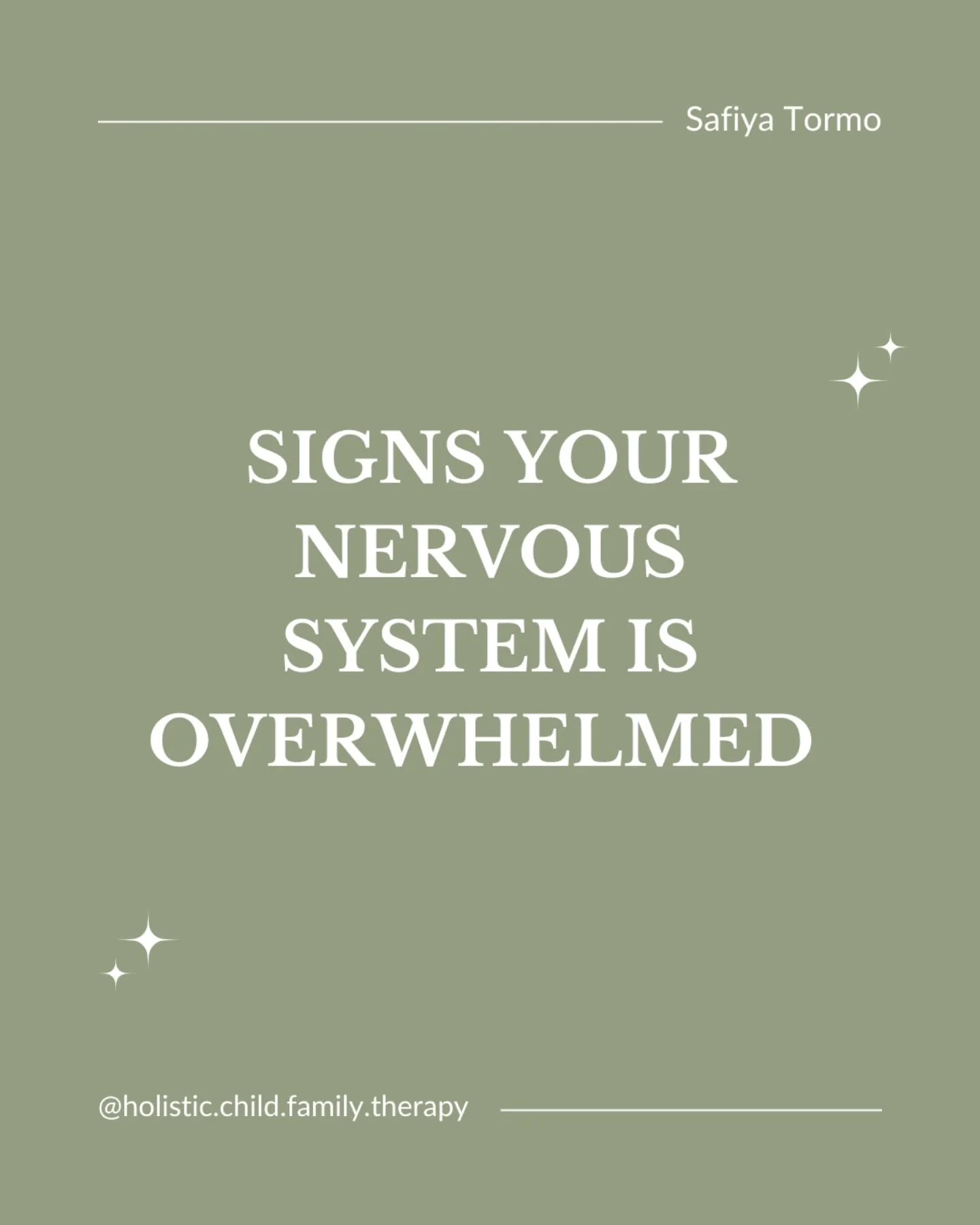 Signs your nervous system might be overwhelmed:

*You&rsquo;re tired but can&rsquo;t rest.
*Small things feel huge.
*Your body feels tense even when nothing is &ldquo;wrong.&rdquo;
*You&rsquo;re irritable, numb, or on edge without knowing why.

Your 