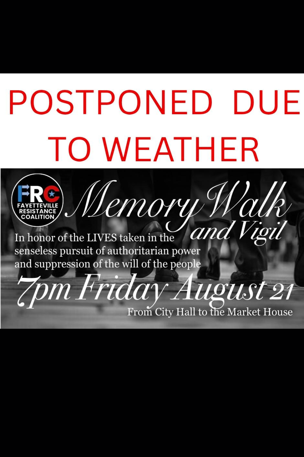 VIGIL & MARCH - POSTPONED DUE TO WEATHER