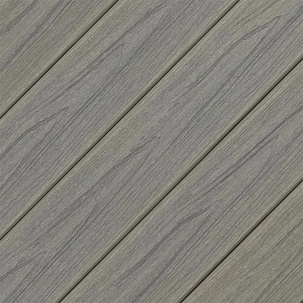 Close-up of wooden floorboards with a grayish tone.