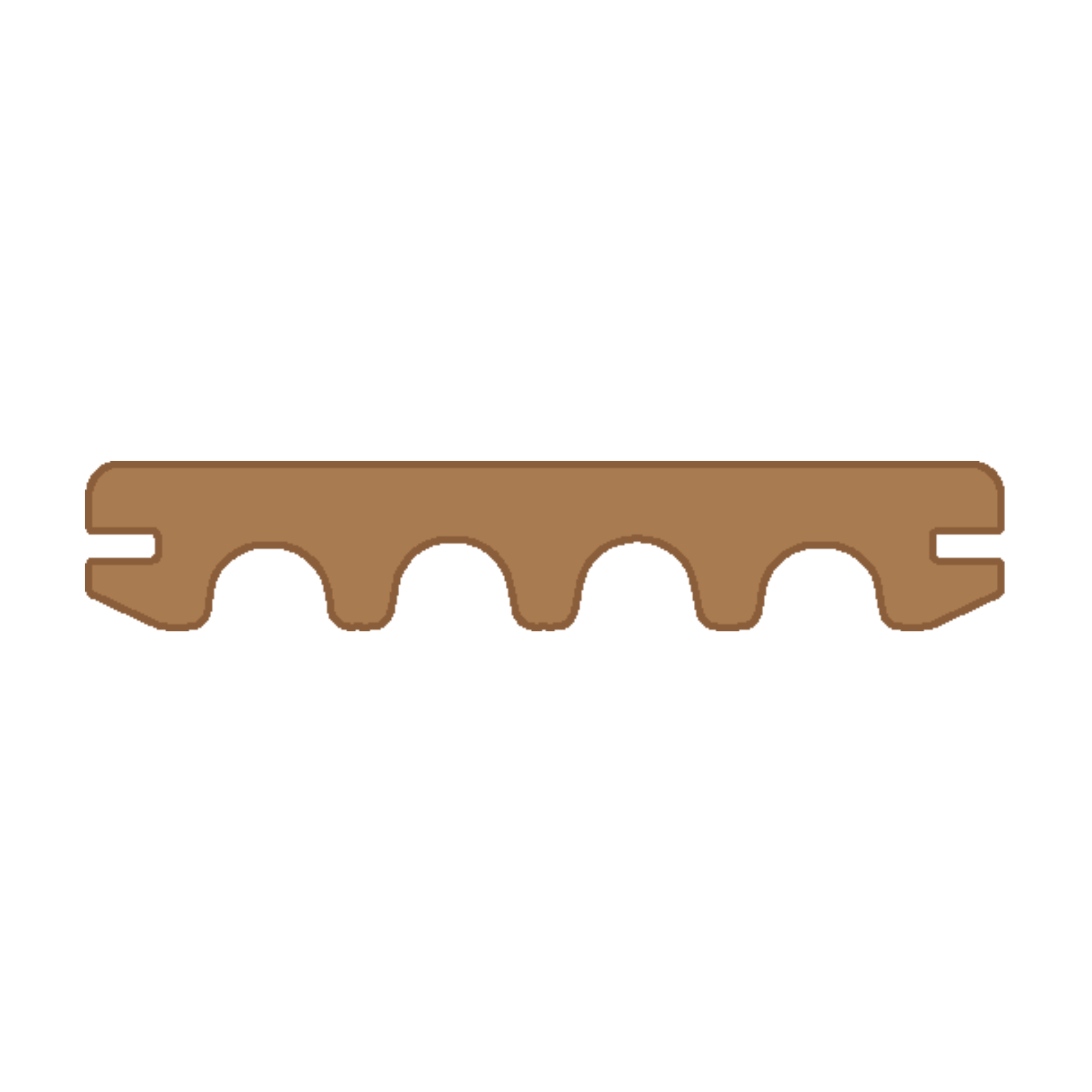 A pixelated image of a brown wooden table against a black background.