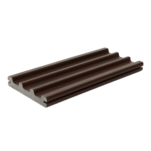 A brown ribbed concrete exterior wall block.