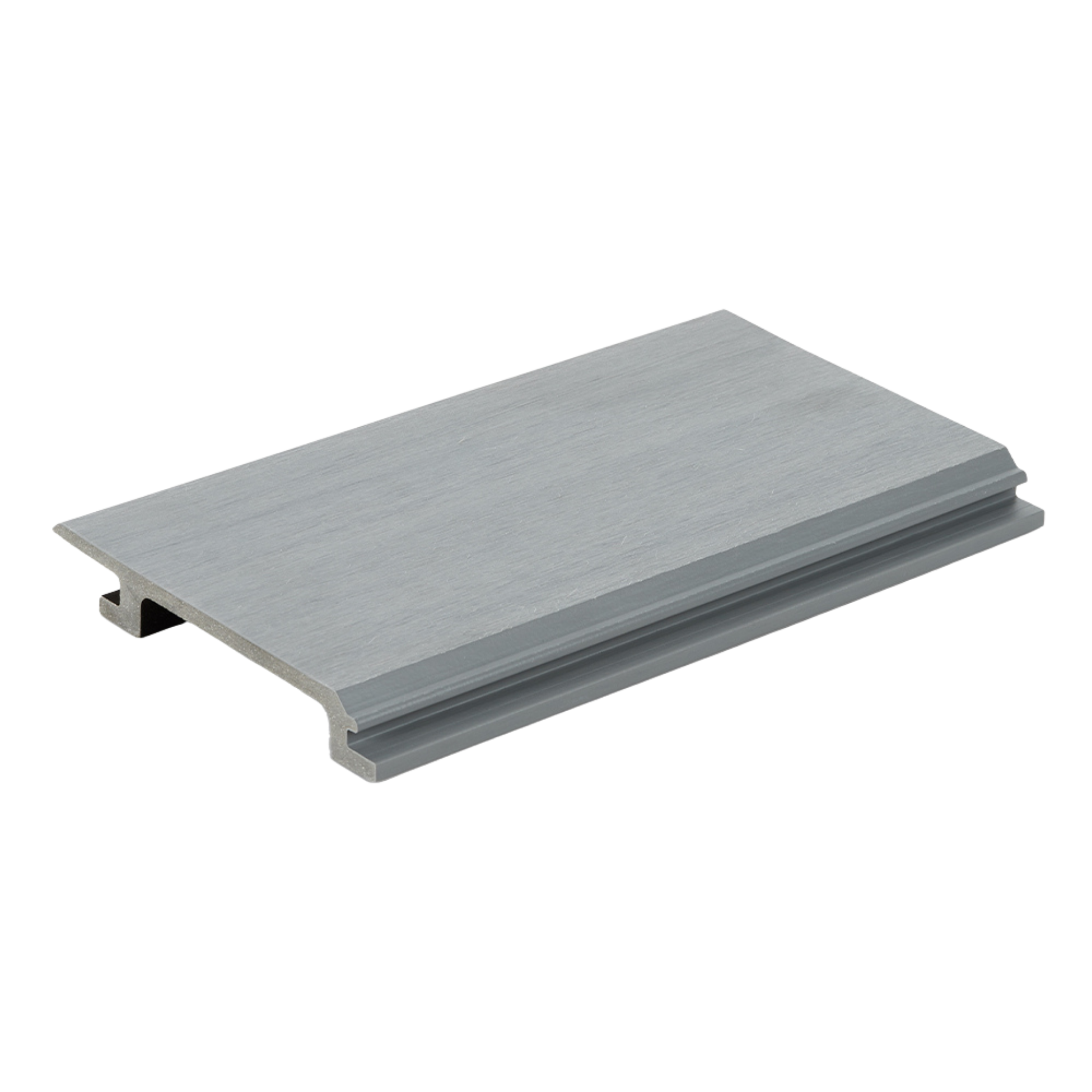 A silver aluminum siding panel with a textured surface and a horizontal groove design.