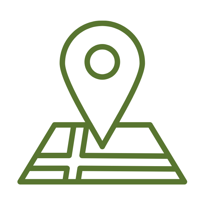 Icon of a map with a location pin marker