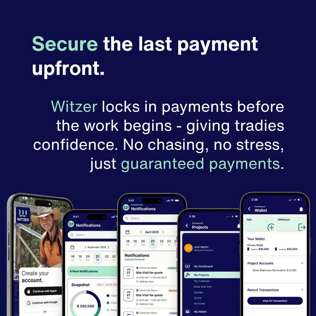 Secure you money upfront with Witzer 🔒

#witzer #australia #tradielife #tradies
