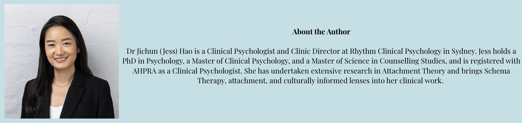 Dr Jichun (Jess) Hao, Clinical Psychologist in Sydney