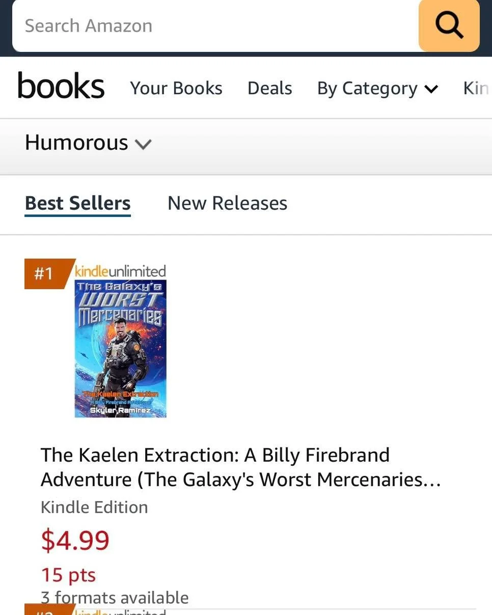 Awesome. The Galaxy&rsquo;s Worst Mercenaries: The Kaelen Extracrion just became the #1 Humorous Sci-Fi book on Amazon. Big thanks to those who already purchased or downloaded their copy. My readers rock!