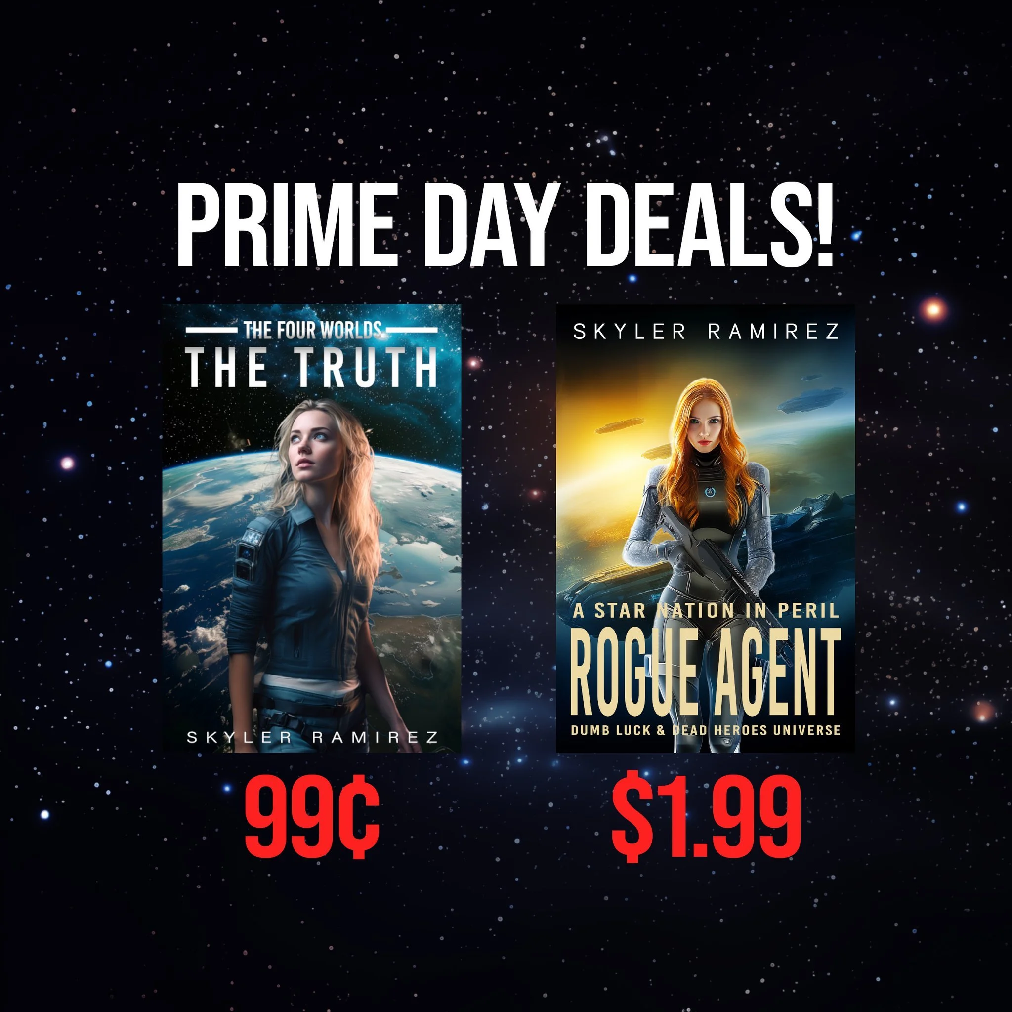 Great news! Amazon has chosen two of my books for Prime Day deals. Right now, you can get The Four Worlds - The Truth for just $0.99, and Rogue Agent for just $1.99 in the US and Canada (Kindle editions). If you haven't checked out these exciting ser
