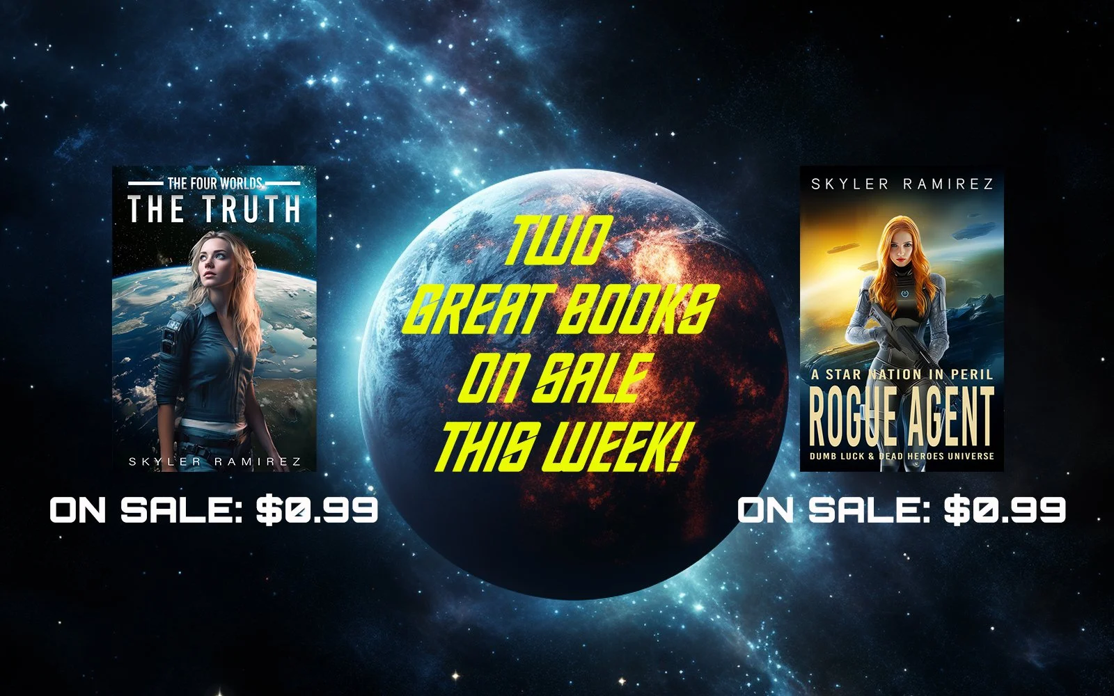 𝗧𝗵𝗮𝗻𝗸𝘀𝗴𝗶𝘃𝗶𝗻𝗴 𝘀𝗮𝗹𝗲! Now through December 2 in the US, get two of my series starters for just 99 cents each:
𝙍𝙤𝙜𝙪𝙚 𝘼𝙜𝙚𝙣𝙩, Book 1 in A Star Nation in Peril: https://www.amazon.com/dp/B0CPPDKVL3
𝙏𝙝𝙚 𝙁𝙤𝙪𝙧 𝙒𝙤𝙧𝙡𝙙𝙨 - 𝙏