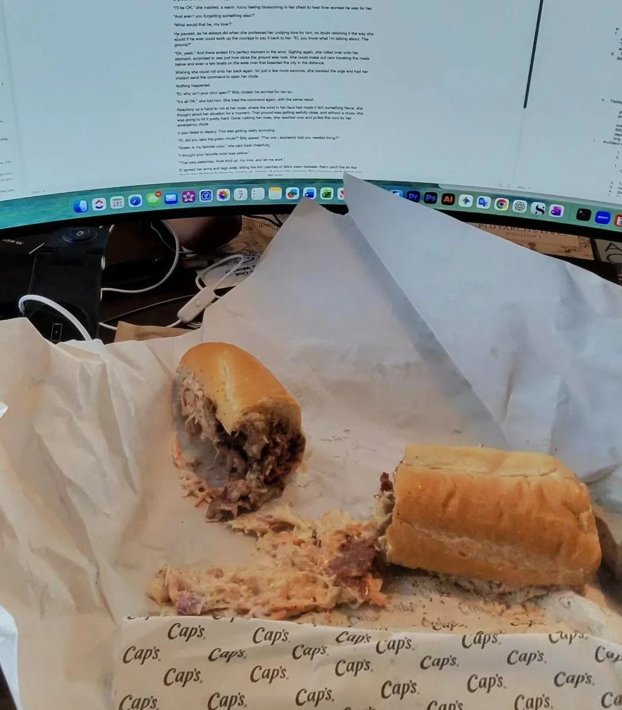 Eating a pastrami sandwich and writing about Henchman #2. IYKYK. 

The Calypso Enigma is coming along nicely. Can&rsquo;t wait for you all to read it. Book 2 of The Galaxy&rsquo;s Worst Mercenaries.