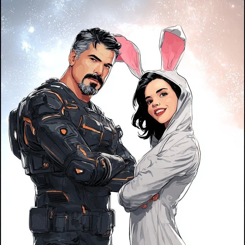 Happy Easter from Billy and El to those who celebrate!

Ready for more of their shenanigans? The Calypso Enigma comes out at the end of this month. I can't wait for you all to read it.