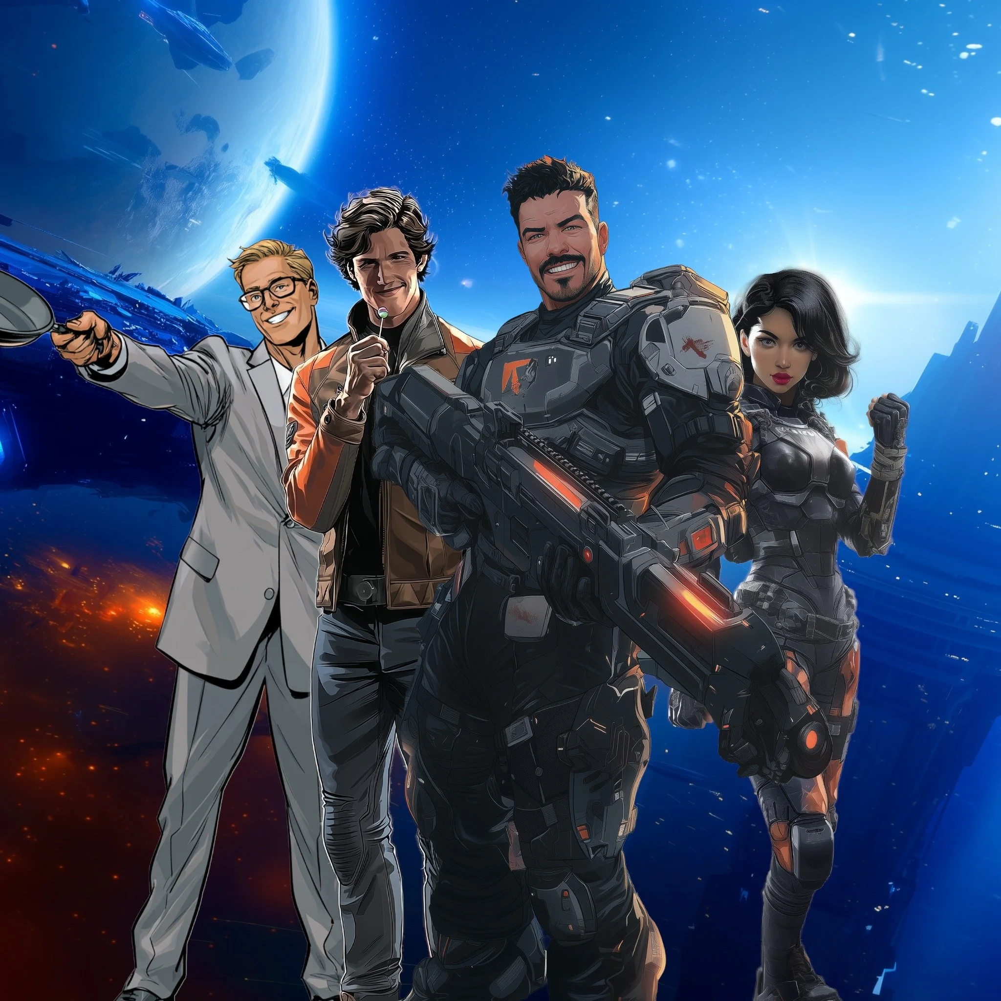 Violence in THE GALAXY'S WORST MERCENARIES
Billy - Avoid if possible; if not, hit fast and hard
Shotgun - There's always a better way
Mouth - As long as it's happening to someone else
El - More please!
Stick - Only from behind the controls of a ship
