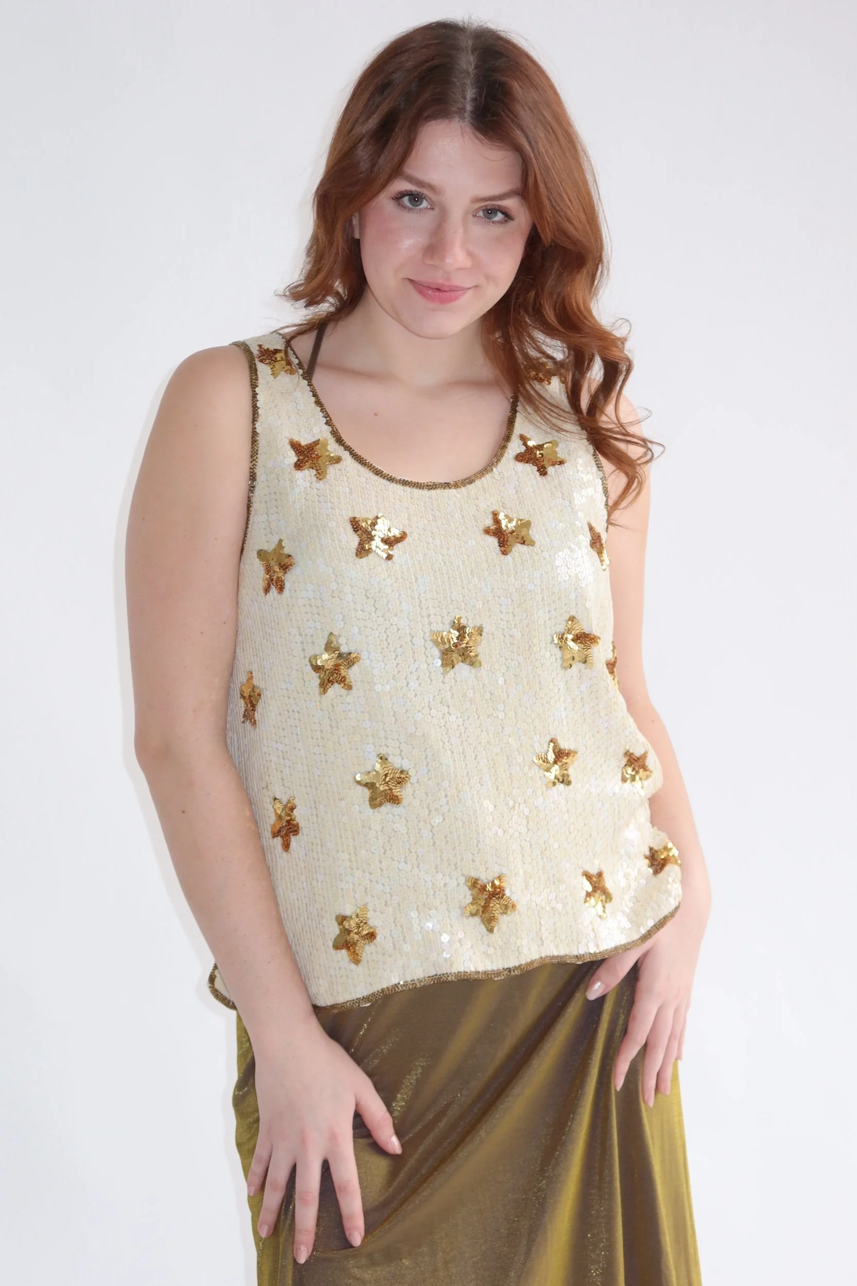Sequined Rina Z Star Tank