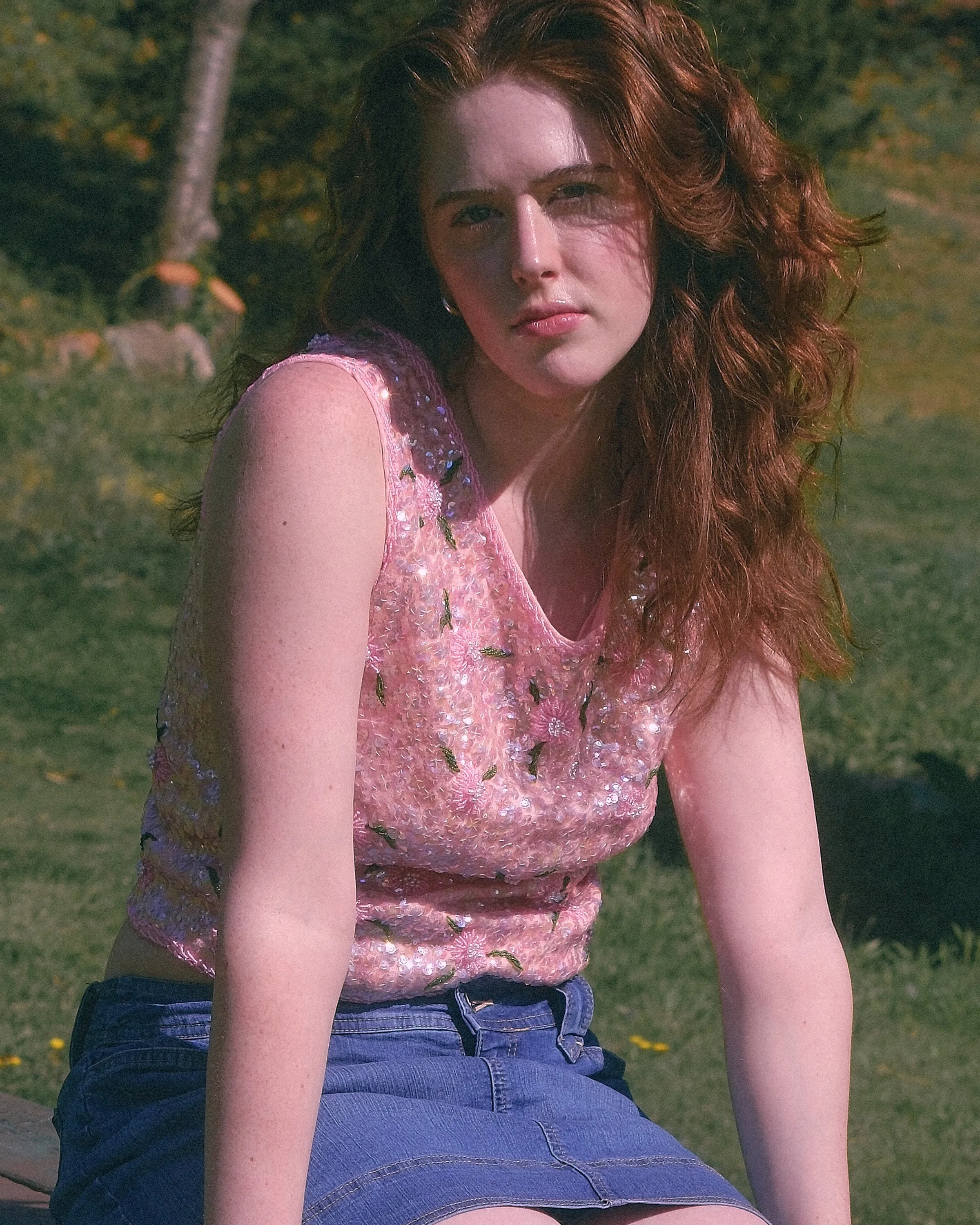 1950's handmade rose sequin tank