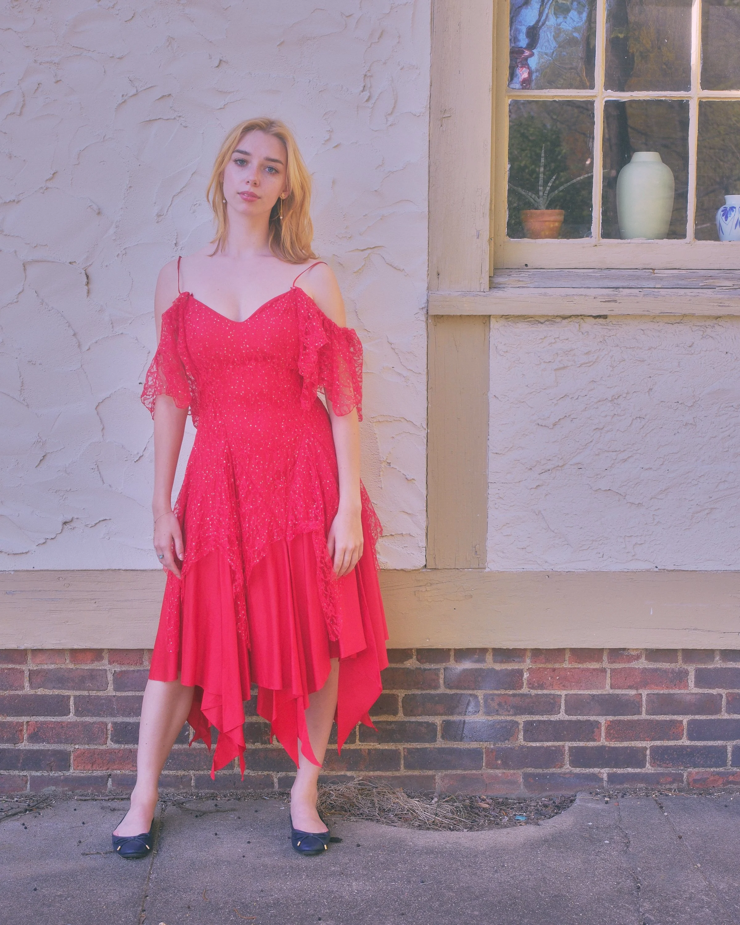 Nuance Red Lace Midi