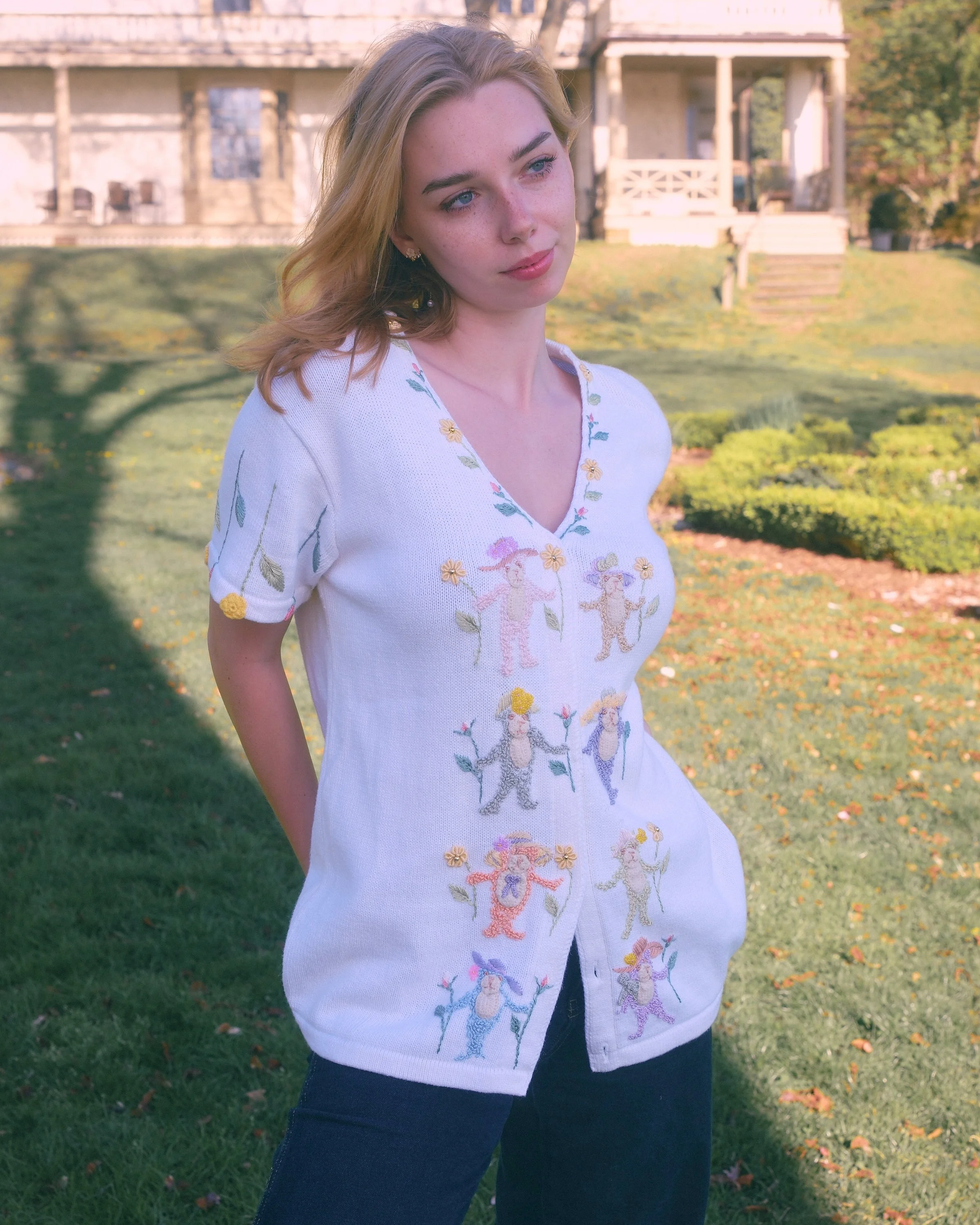 Storybook Knits Beaded Bear Cardigan