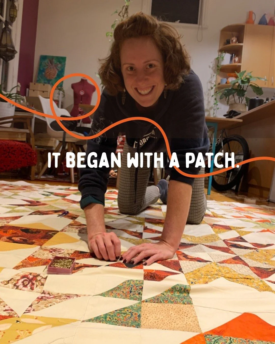 In the middle of the pandemic, I finally made a real quilt.
At the same time, I was deep in self-development&mdash;learning intuition and magic with William Whitecloud.
And then, in that quiet spaciousness, she came to me.
The Patchwork Girl.
 A stor