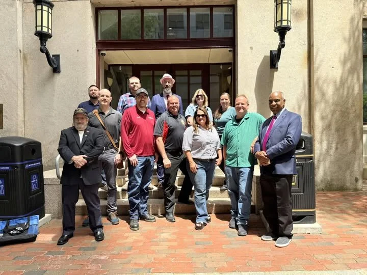 Group of eleven people standing outside Manchester NH City Hall, signed up to be candidates for Delegates for NH Republican Party, State Representative Manchester Districts, supported by Brian Cole, Candidate for Congress and Ken Tassey, MRC Chairman