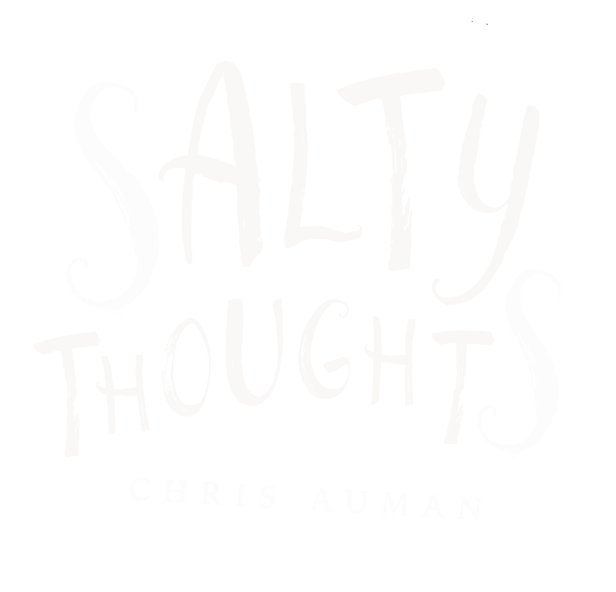 Book cover titled 'Sally Thoughts' by Chris Auman with a black background and white handwritten text.