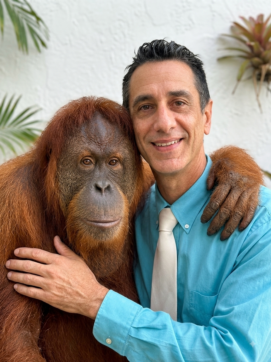 Andrew and an orangutan