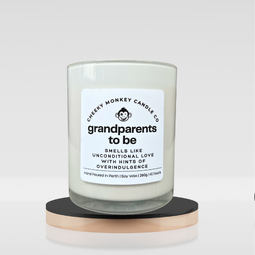 grandparents to be - smells like unconditional love with hints of overindulgence