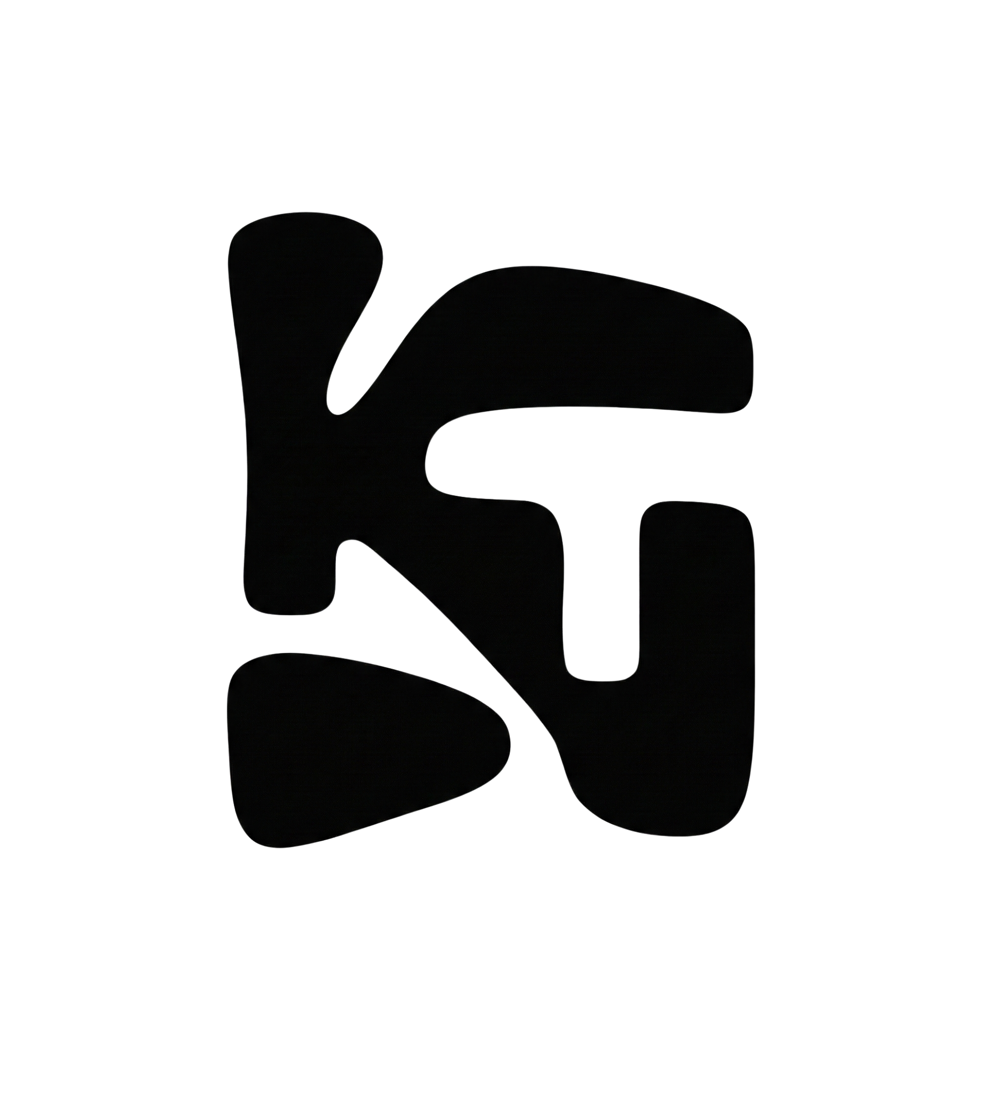 Black and white abstract design logo for Knight Theory Creative with irregular organic shapes.