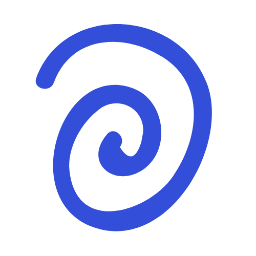Decorative blue spiral graphic