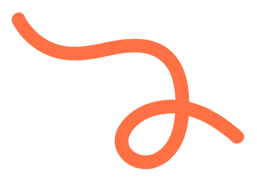 Decorative orange curlicue graphic element