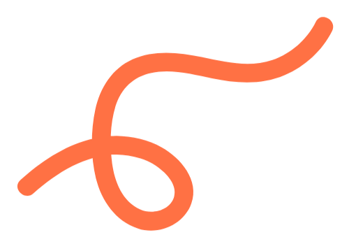 Decorative orange curlicue graphic element