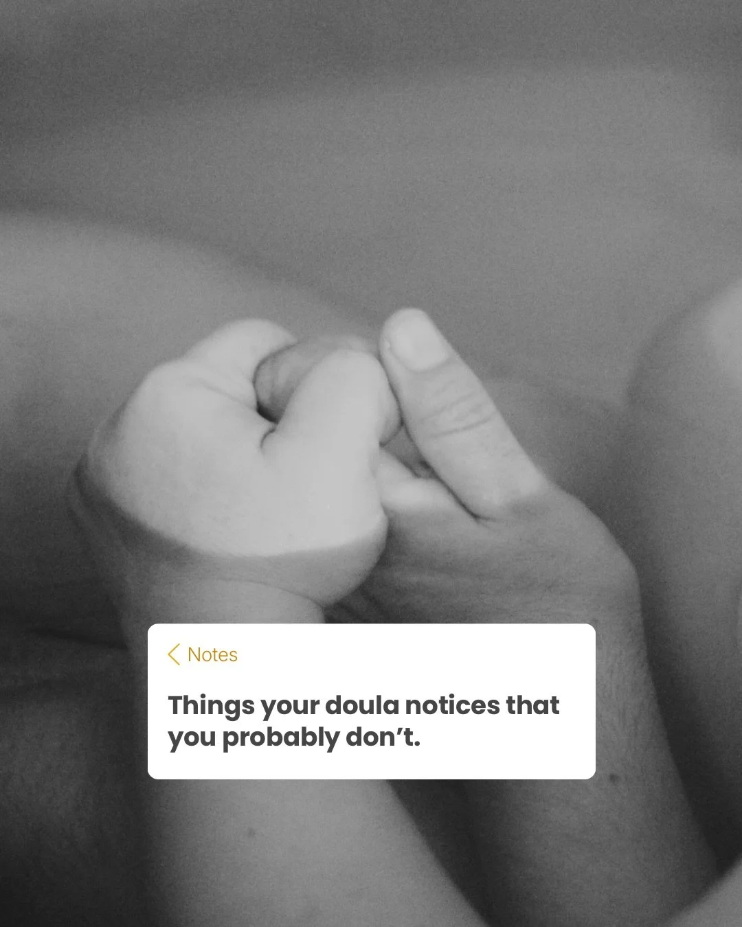 A lot of doula support happens in the little things.

Paying attention to how you&rsquo;re coping. Noticing when something that was helping isn&rsquo;t helping anymore. Seeing when you&rsquo;re getting tired or when your partner isn&rsquo;t quite sur