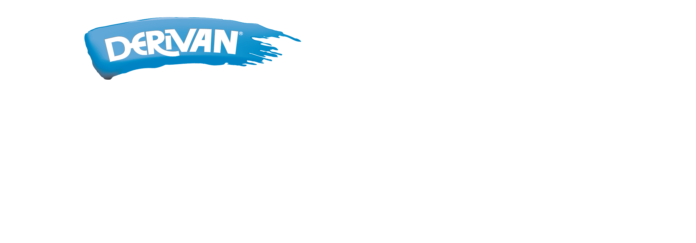 Close-up of a DERVAN logo with pink and blue colors.
