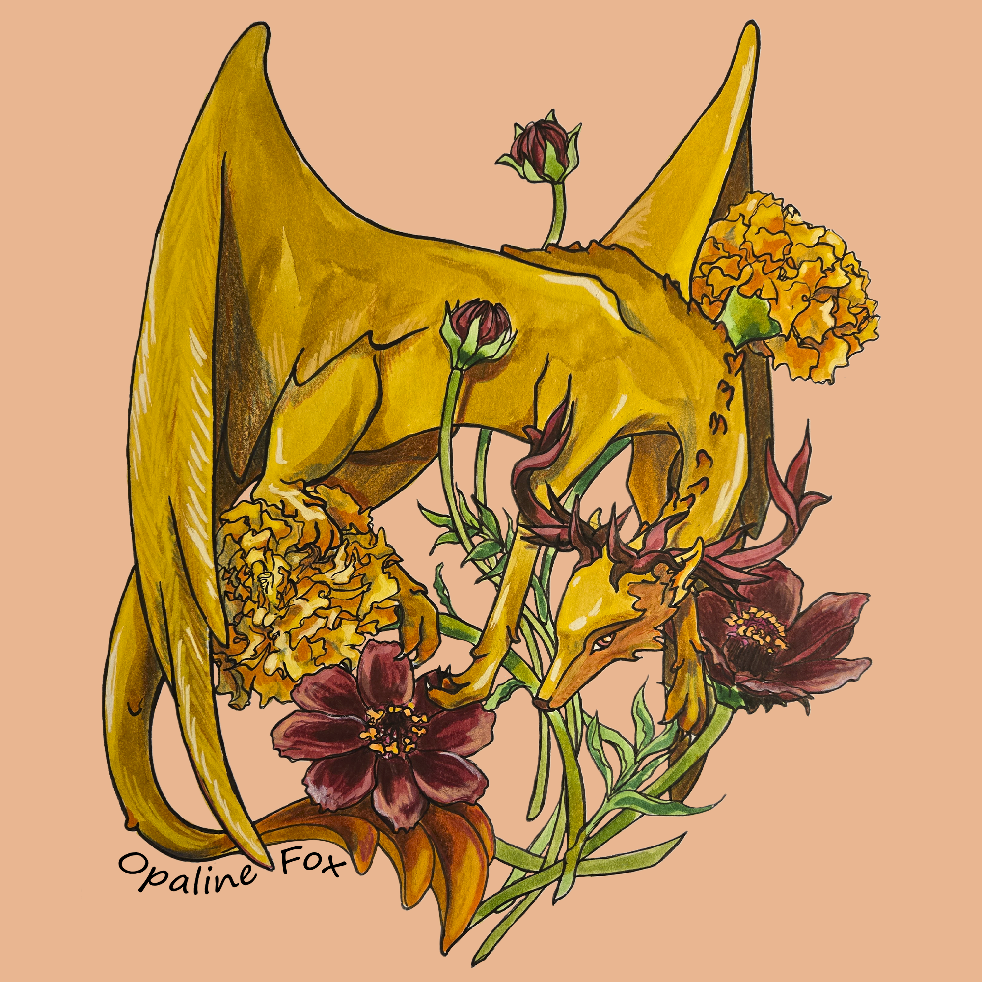 10 october marrigold and cosmos dragon.png