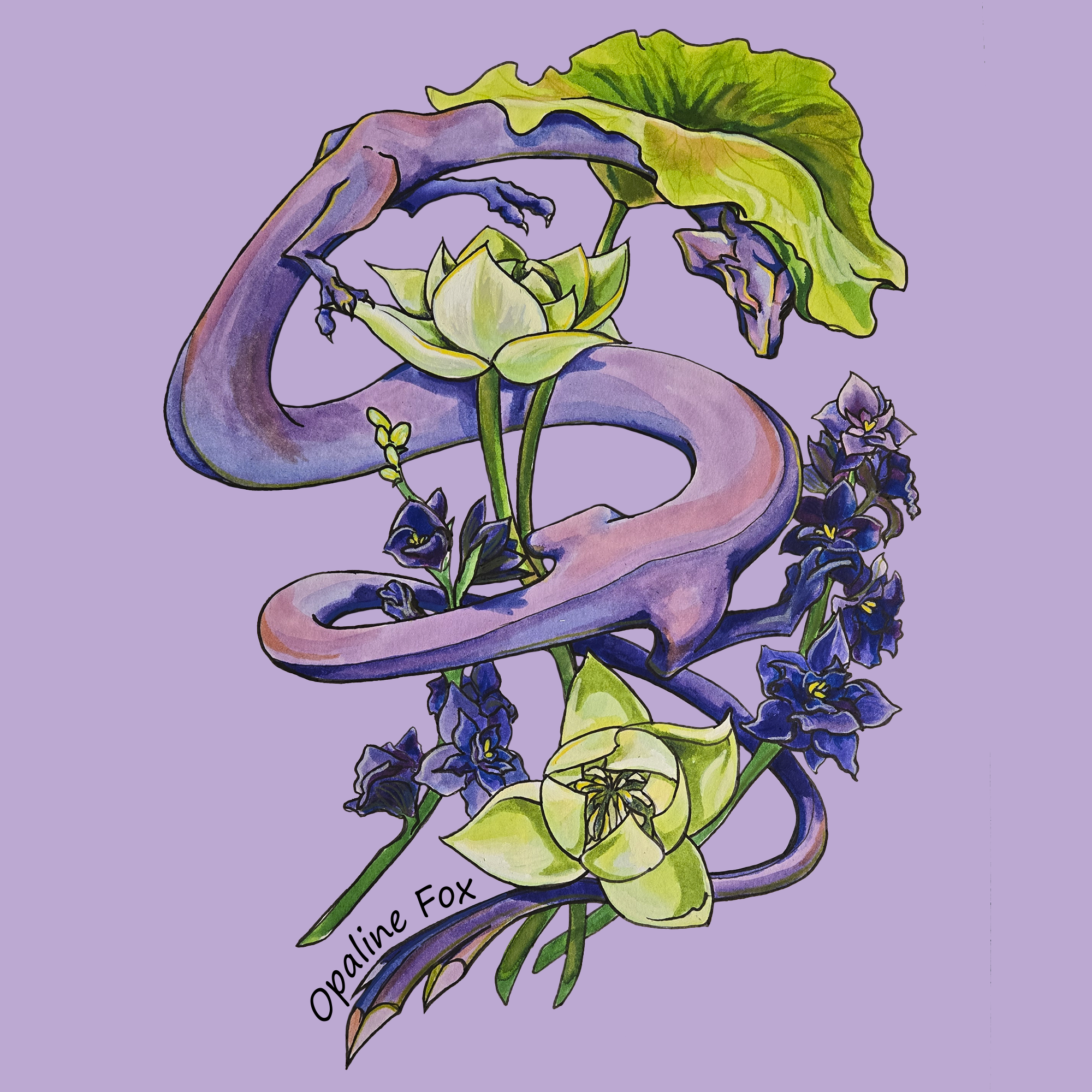 07 July Lotus and Larksper dragon.png