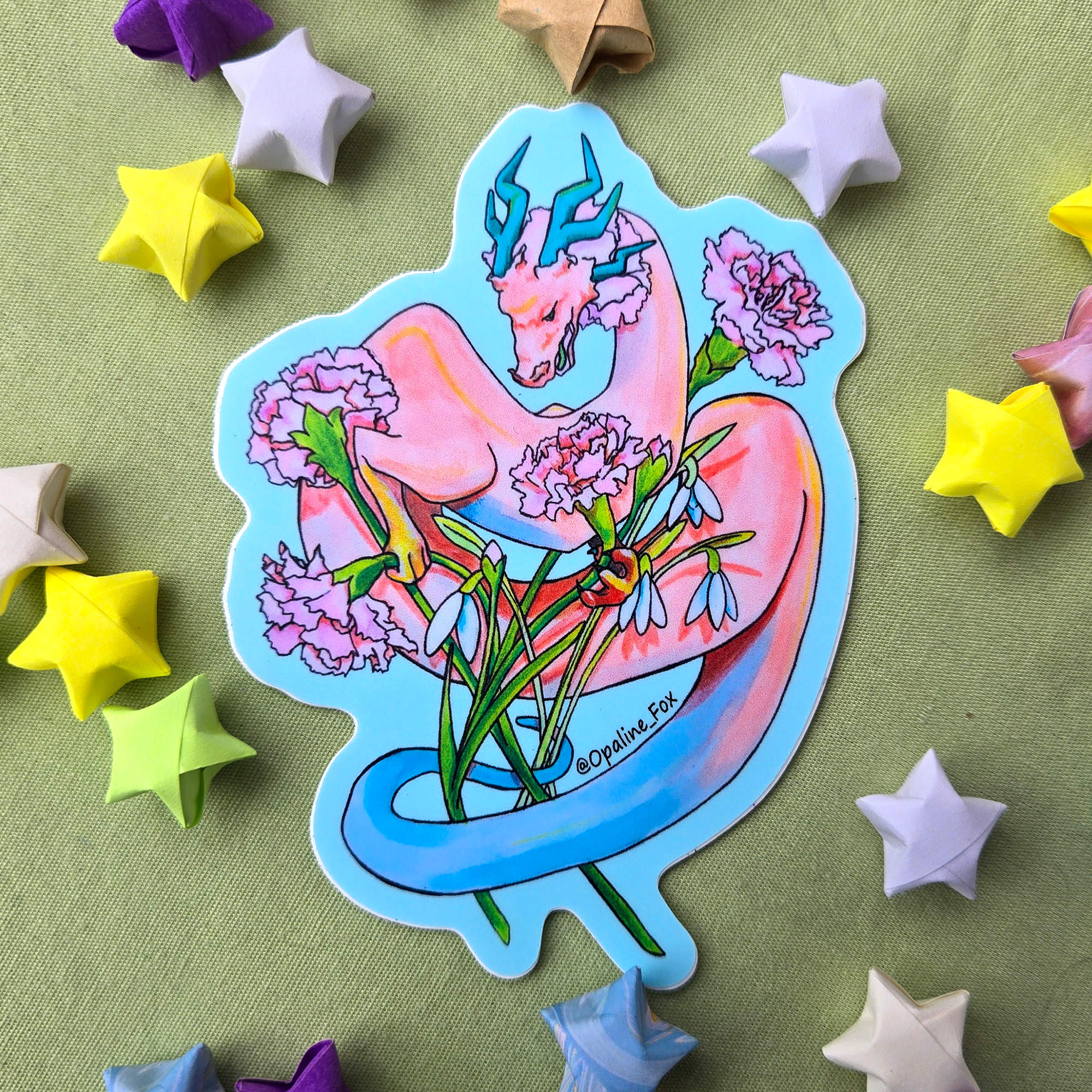 Carnations and Snowdrops Dragon