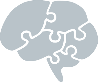 A simplified illustration of a human brain made up of puzzle pieces.